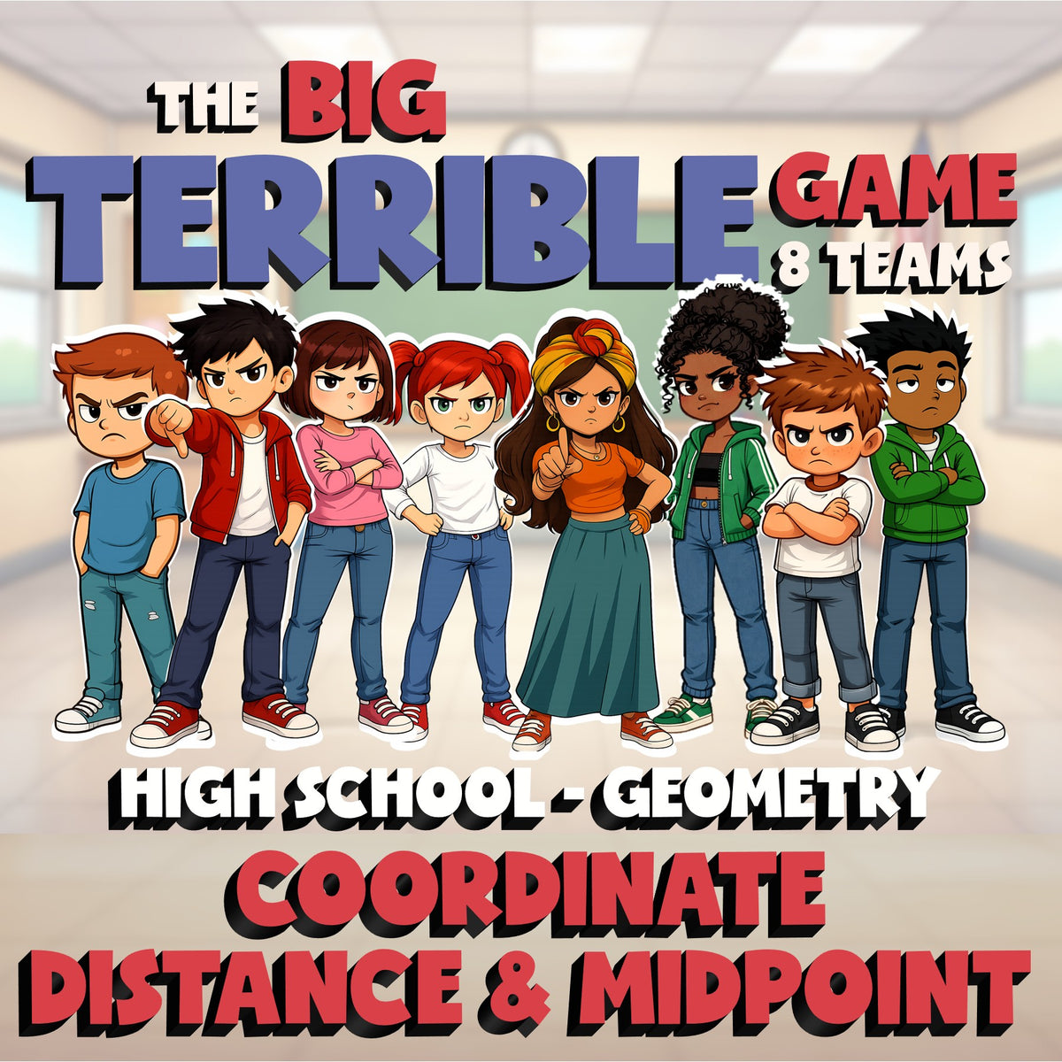 Coordinate Distance & Midpoint BIG TERRIBLE GAME - No Prep Geometry Math Review