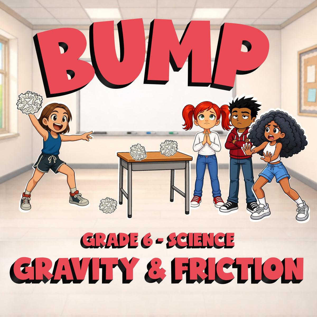 Gravity & Friction BUMP Science Game - No Prep Grade 6 Review Activity