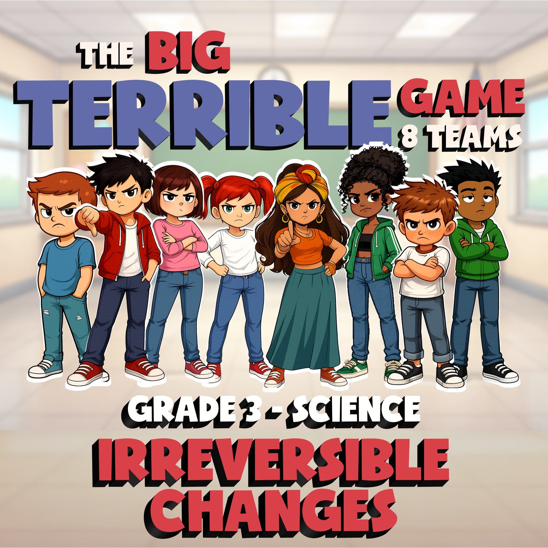 Irreversible Changes BIG TERRIBLE GAME - No Prep Grade 3 Science Review Activity