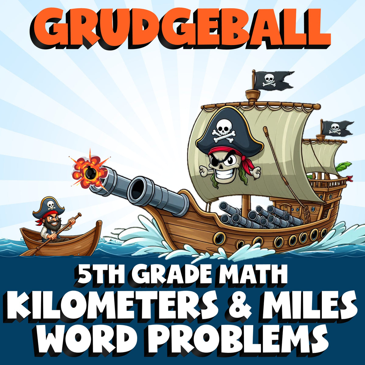 Kilometers & Miles Word Problems GRUDGEBALL Math Game - No Prep Grade 5 Review
