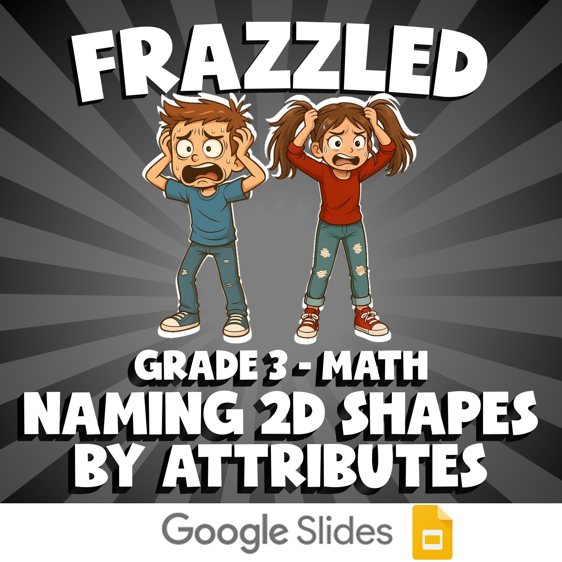 Naming 2D Shapes by Attributes FRAZZLED Math Game - No Prep Grade 3 Review