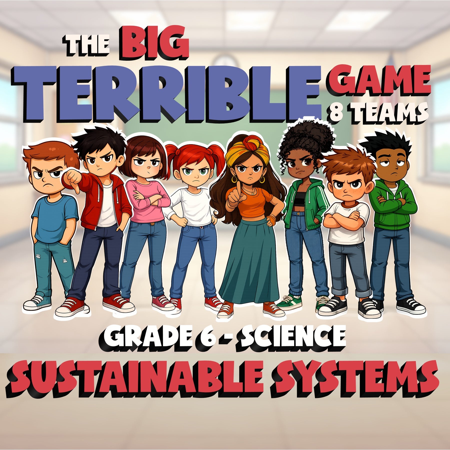 Sustainable Systems BIG TERRIBLE GAME - No Prep Grade 6 Science Review Activity