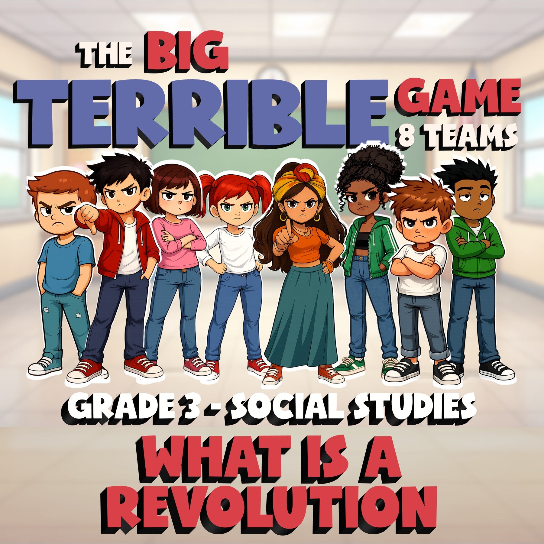 What Is a Revolution BIG TERRIBLE GAME - No Prep Grade 3 Socials Review Activity