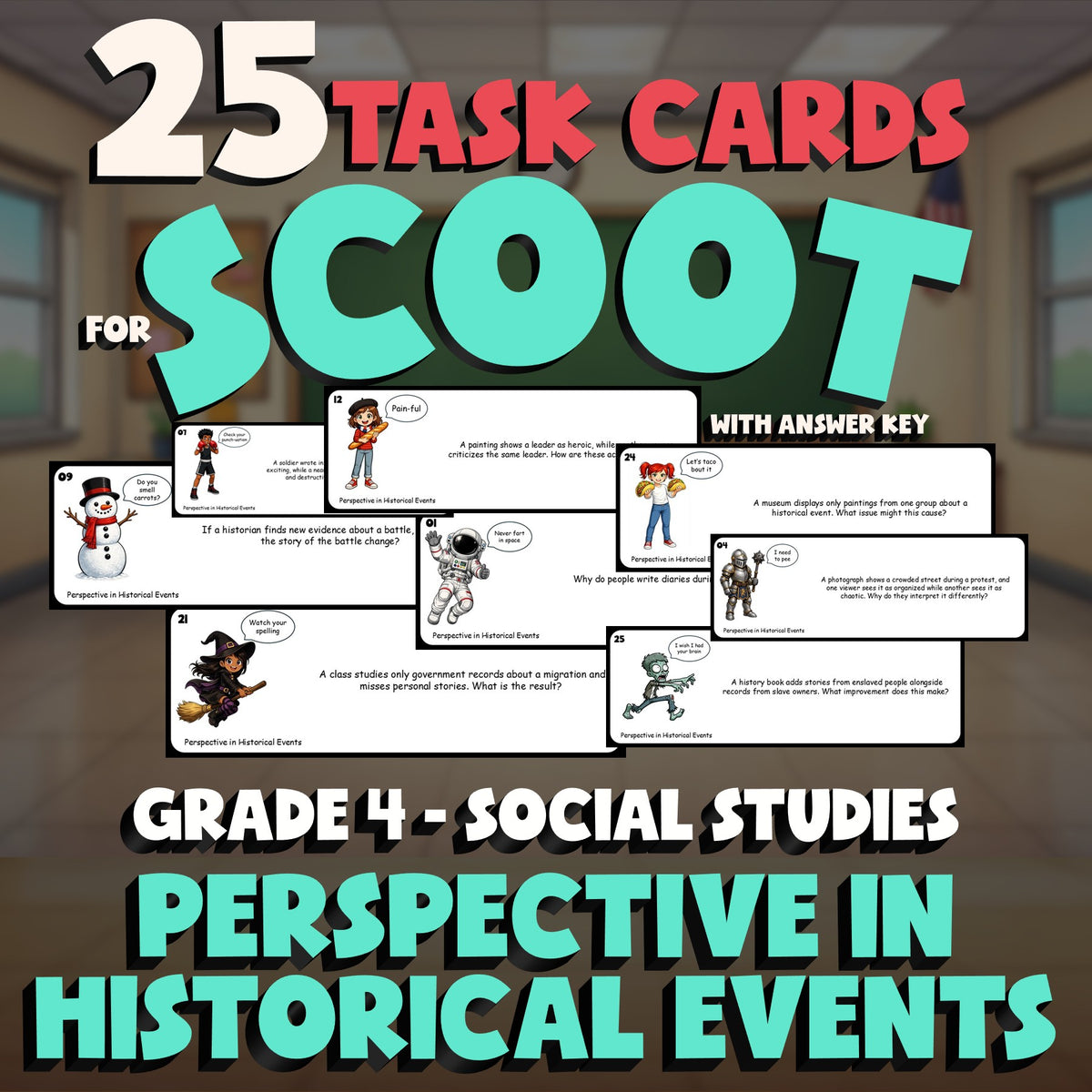 Perspective in Historical Events SCOOT TASK CARDS Socials Game - No Prep Grade 4