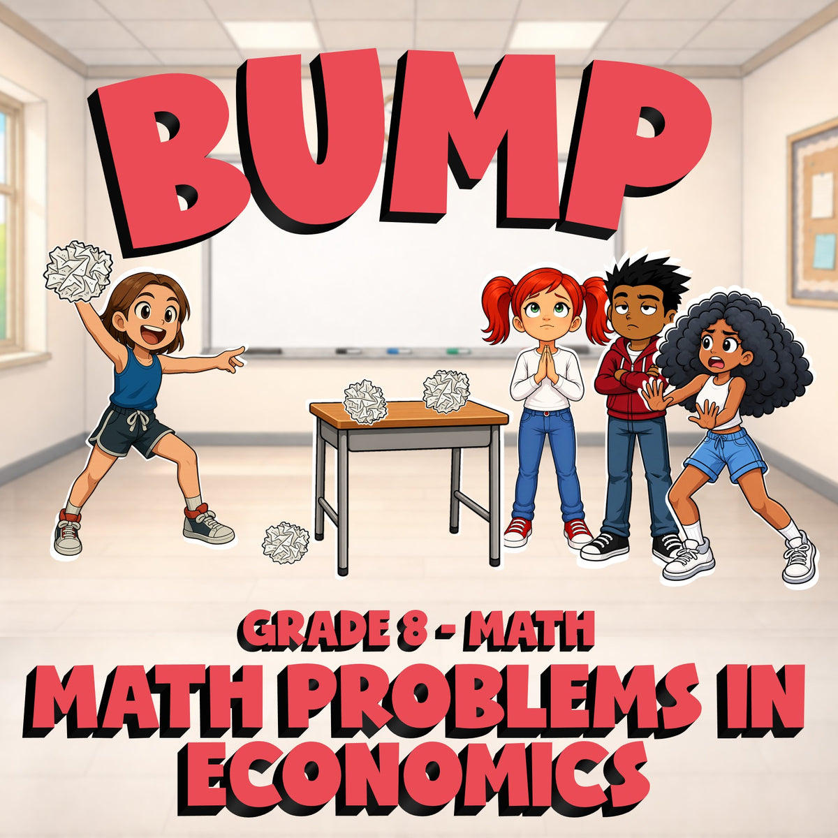 Math Problems in Economics BUMP Math Game - No Prep Grade 8 Review Activity