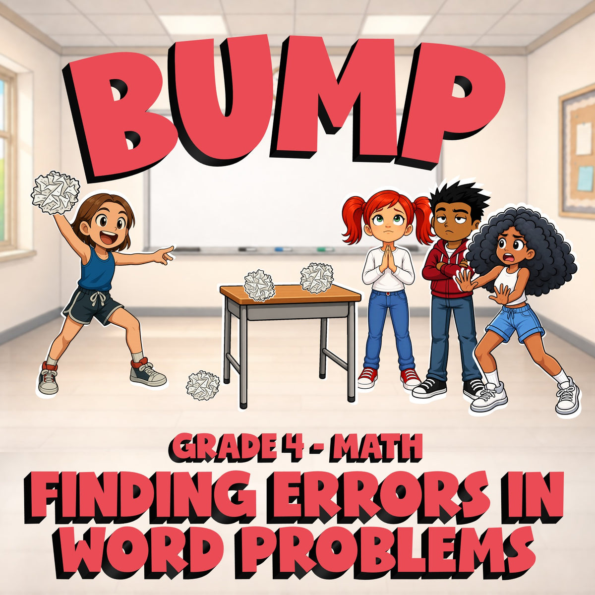 Finding Errors in Word Problems BUMP Math Game - No Prep Grade 4 Review Activity