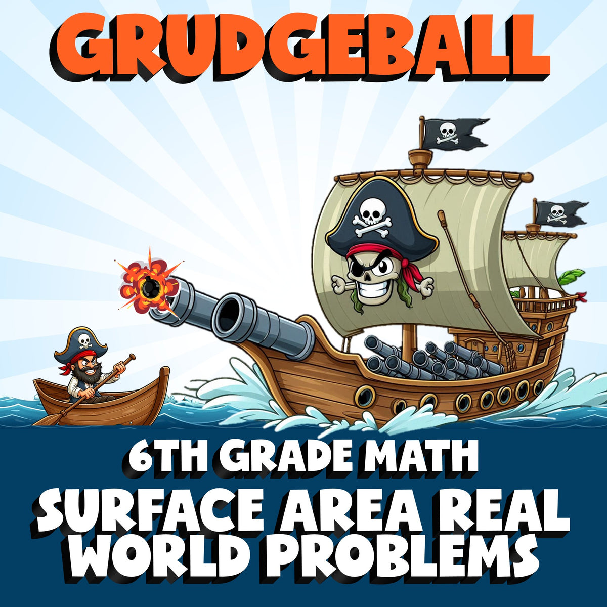 Surface Area Real World Problems GRUDGEBALL Math Game - No Prep Grade 6 Review