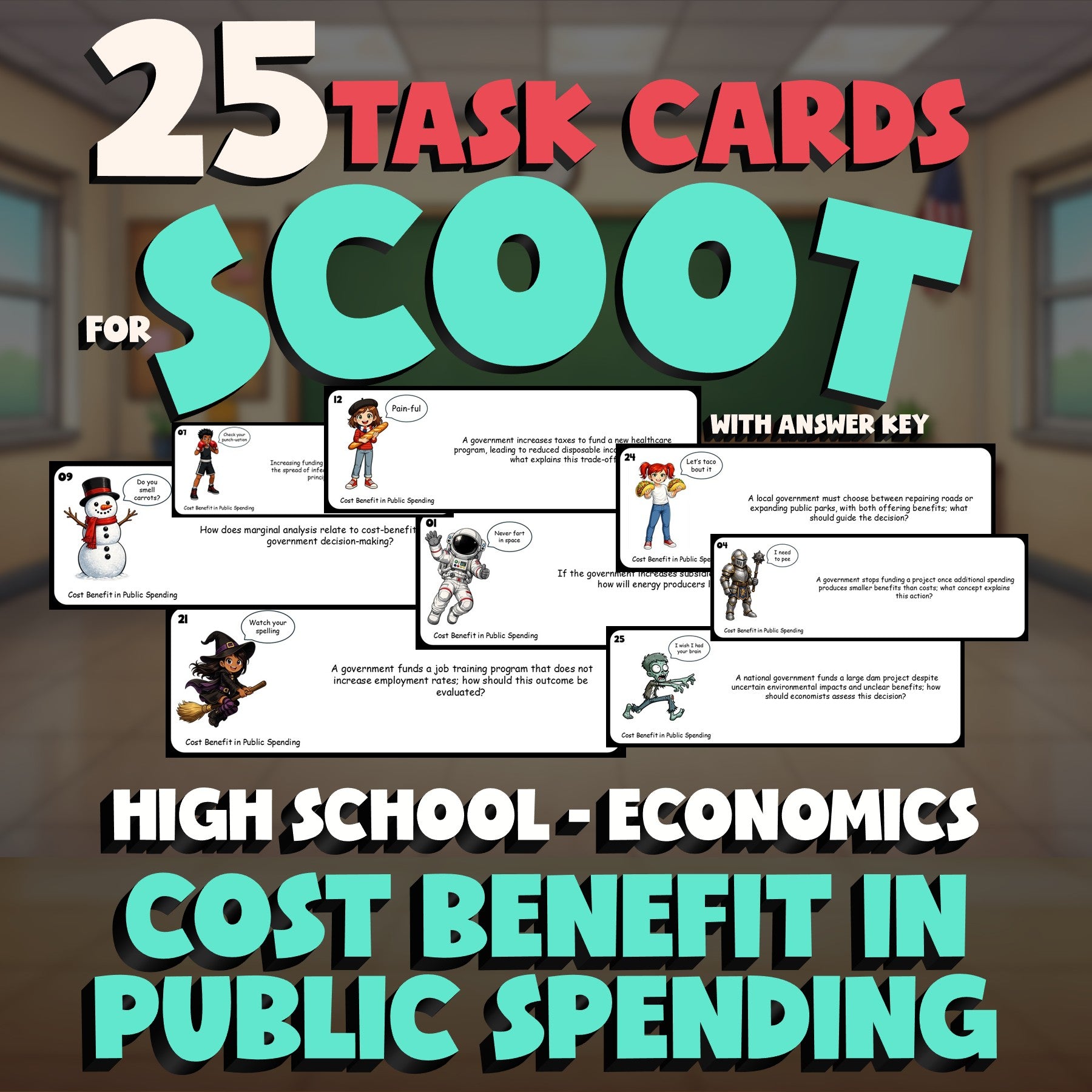 Cost Benefit in Public Spending SCOOT TASK CARDS Economics Game - No Prep Review