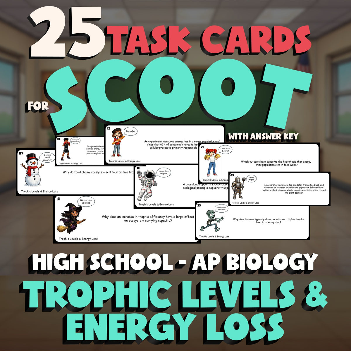 Trophic Levels & Energy Loss SCOOT TASK CARDS Science Game - No Prep AP Biology