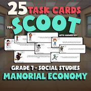 Manorial Economy SCOOT TASK CARDS Socials Game - No Prep Grade 7 Review Activity