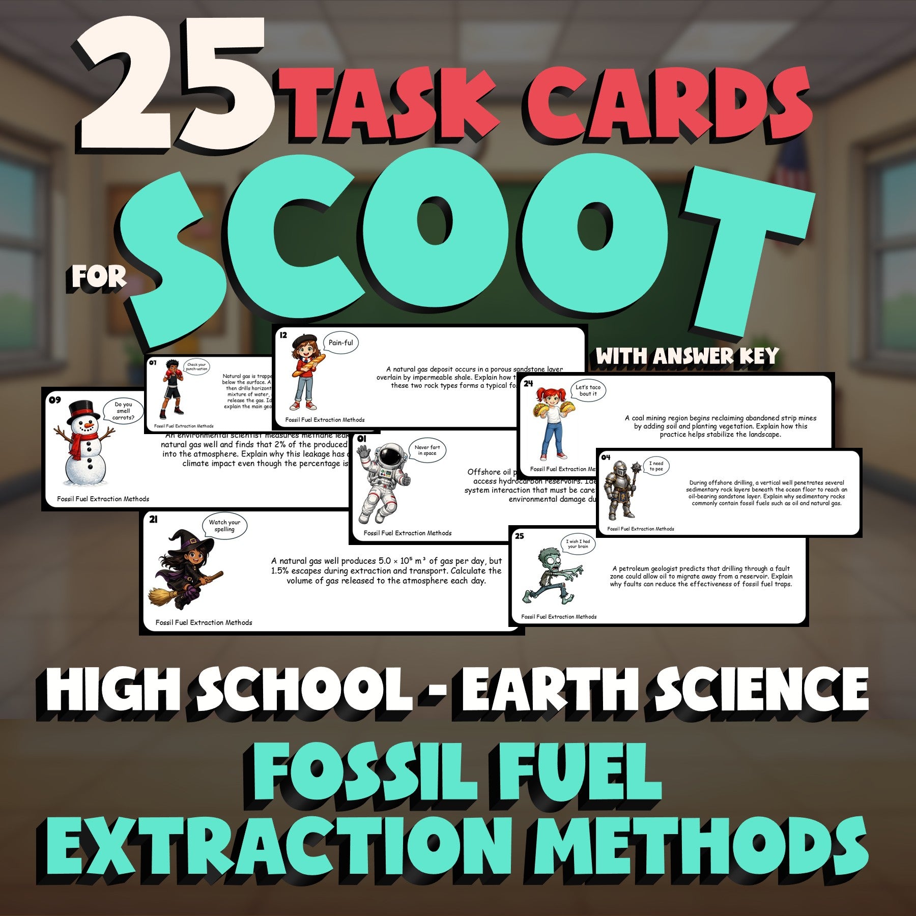 Fossil Fuel Extraction Methods SCOOT TASK CARDS Game - No Prep Earth Science