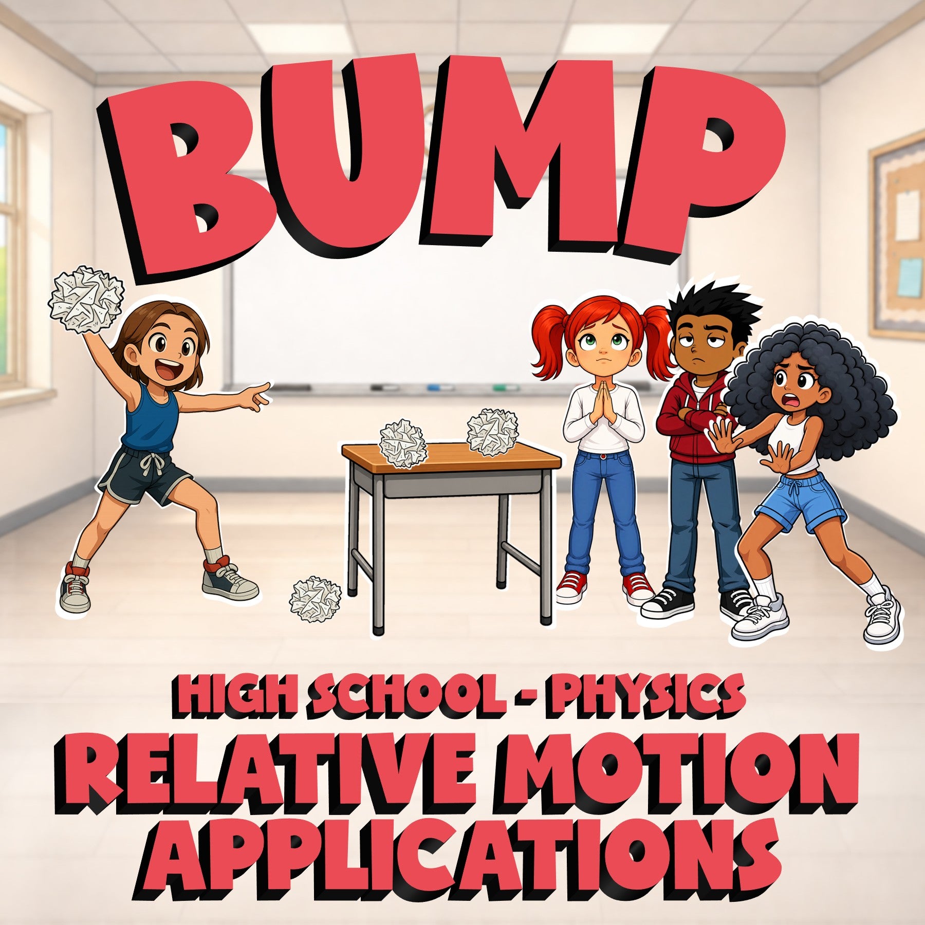 Relative Motion Applications BUMP Science Game - No Prep Physics Review Activity