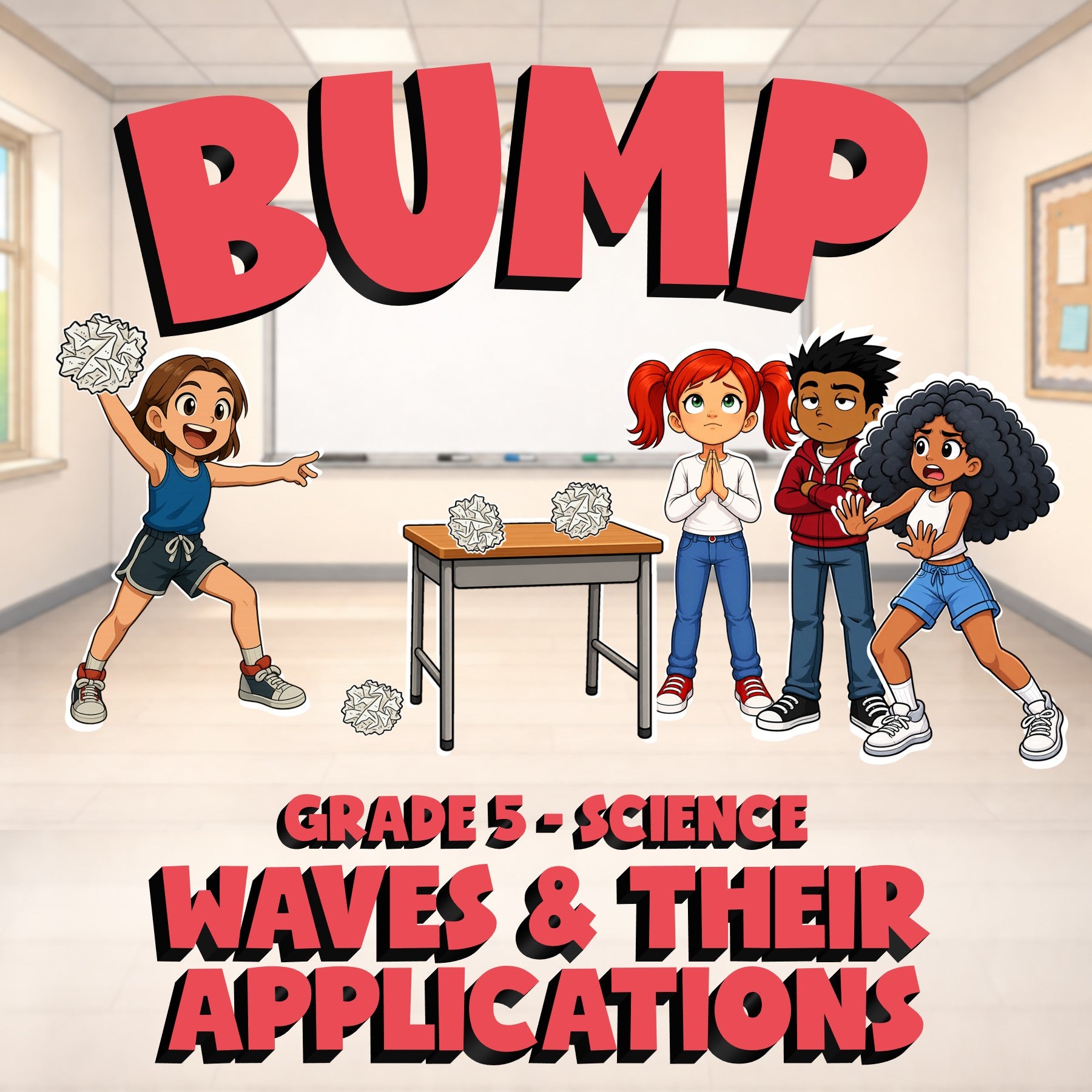 Waves & Their Applications BUMP Science Game - No Prep Grade 5 Review Activity