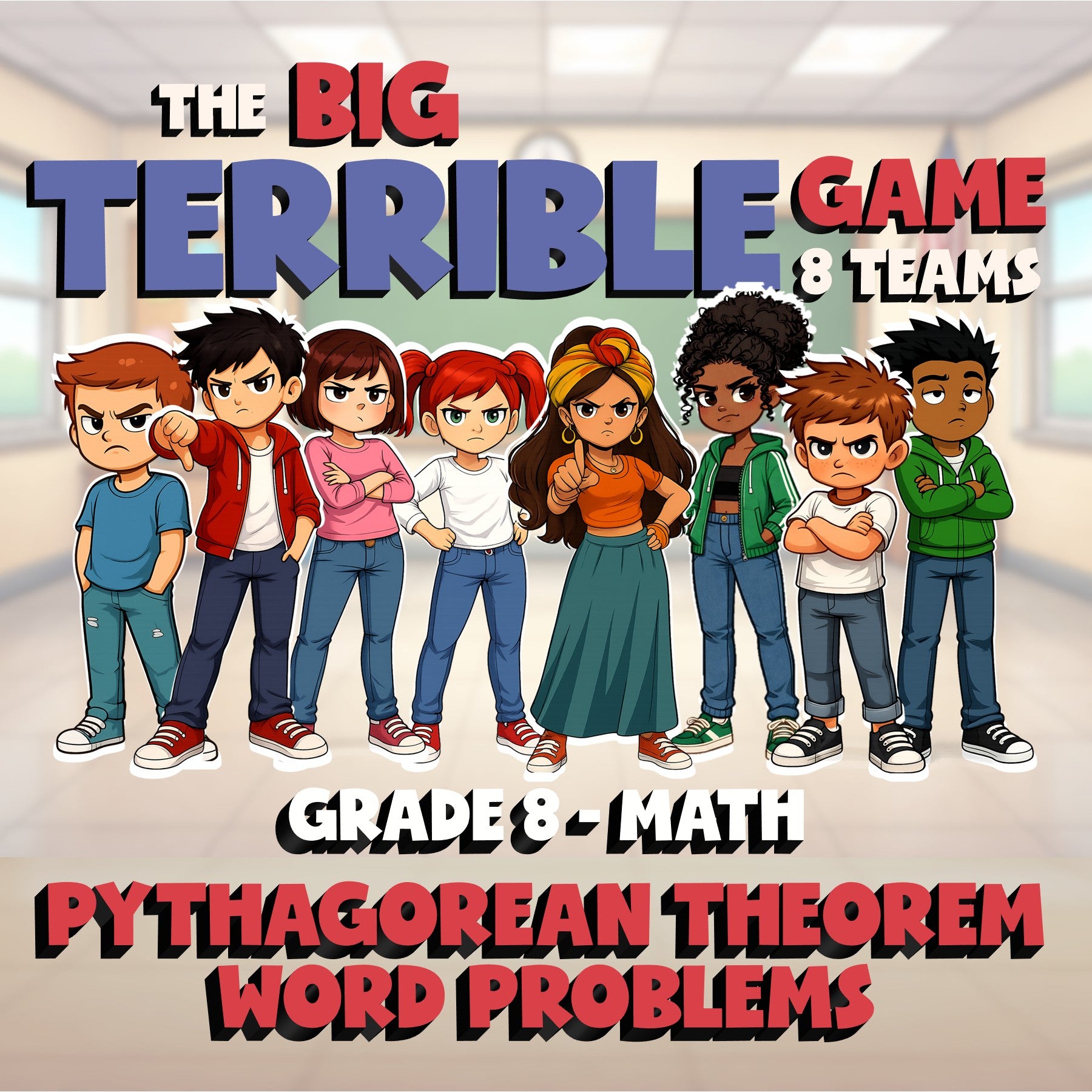 Pythagorean Theorem Word Problems BIG TERRIBLE GAME - Grade 8 Math Review