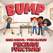 Piecewise Functions BUMP Math Game - No Prep PreCalculus Review Activity