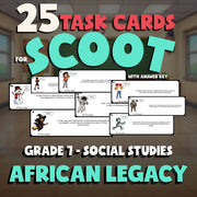 African Legacy SCOOT TASK CARDS Socials Game - No Prep Grade 7 Review Activity