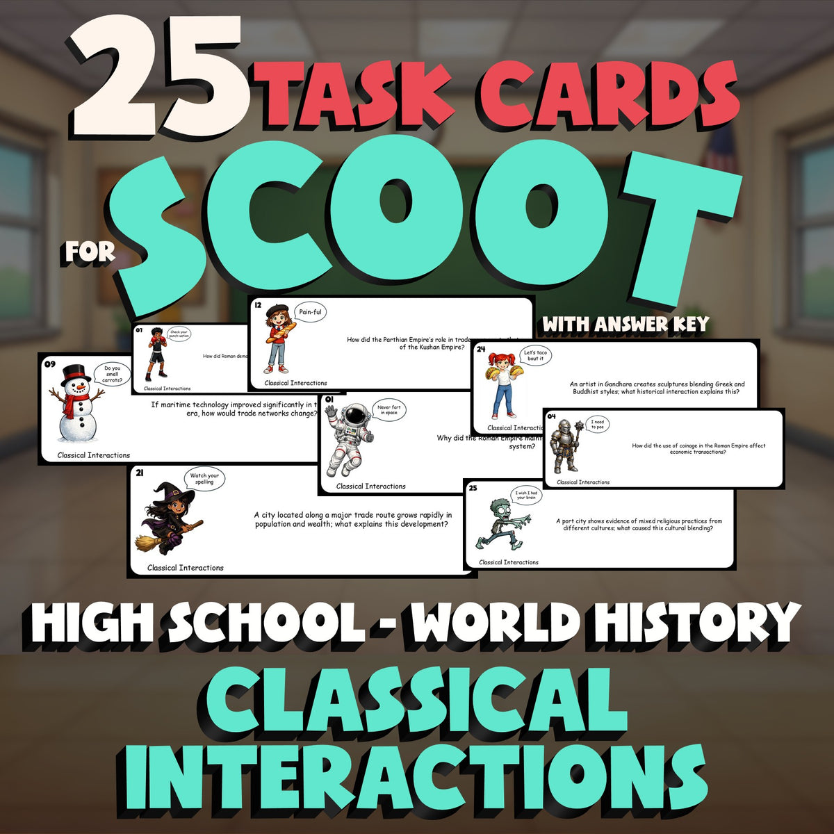 Classical Interactions SCOOT TASK CARDS Game - No Prep World History Review