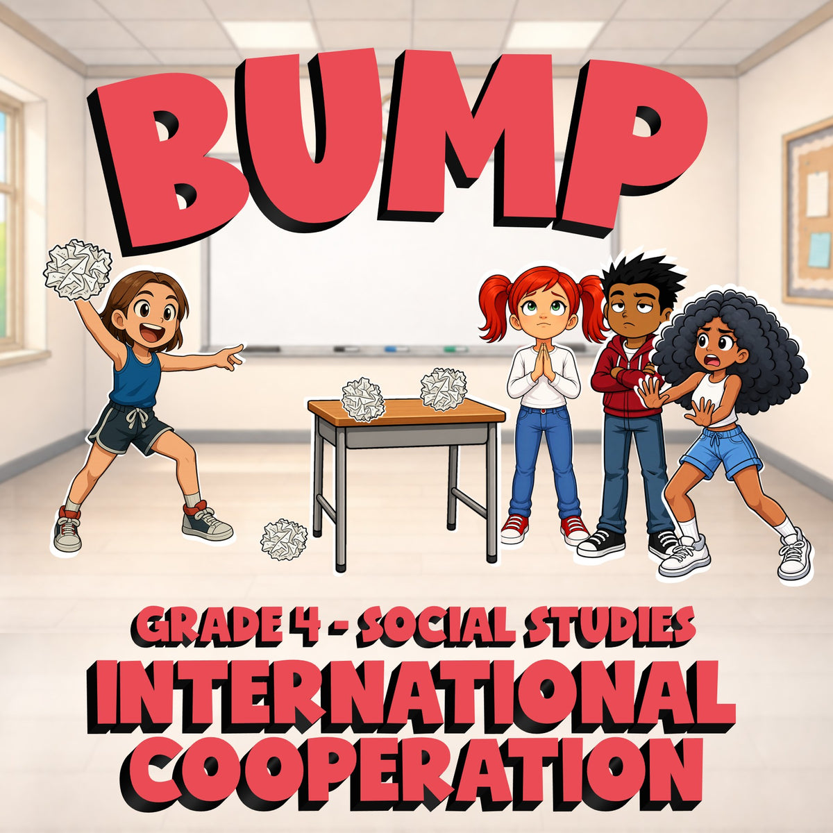 International Cooperation BUMP Socials Game - No Prep Grade 4 Review Activity
