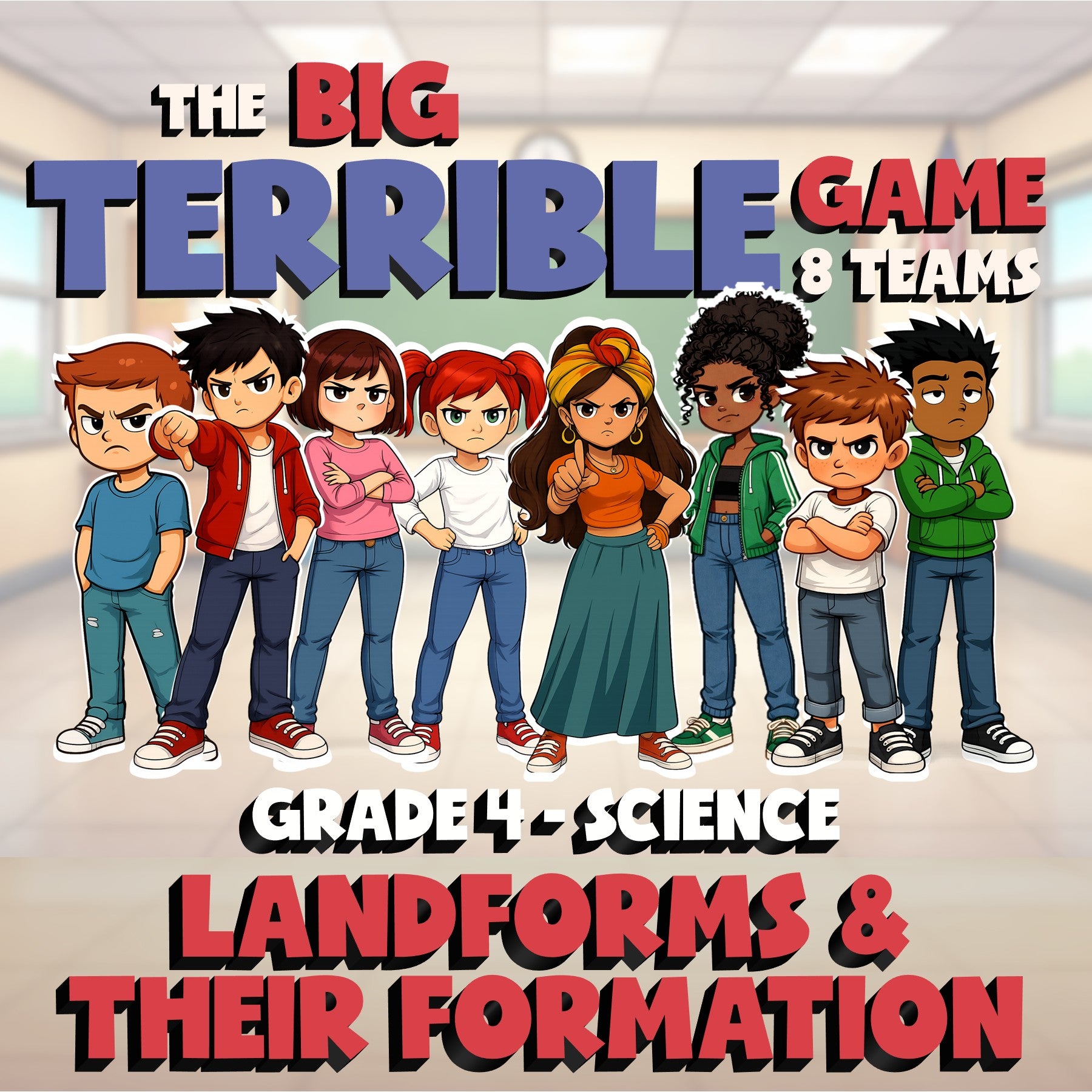 Landforms & Their Formation BIG TERRIBLE GAME - No Prep Grade 4 Science Review