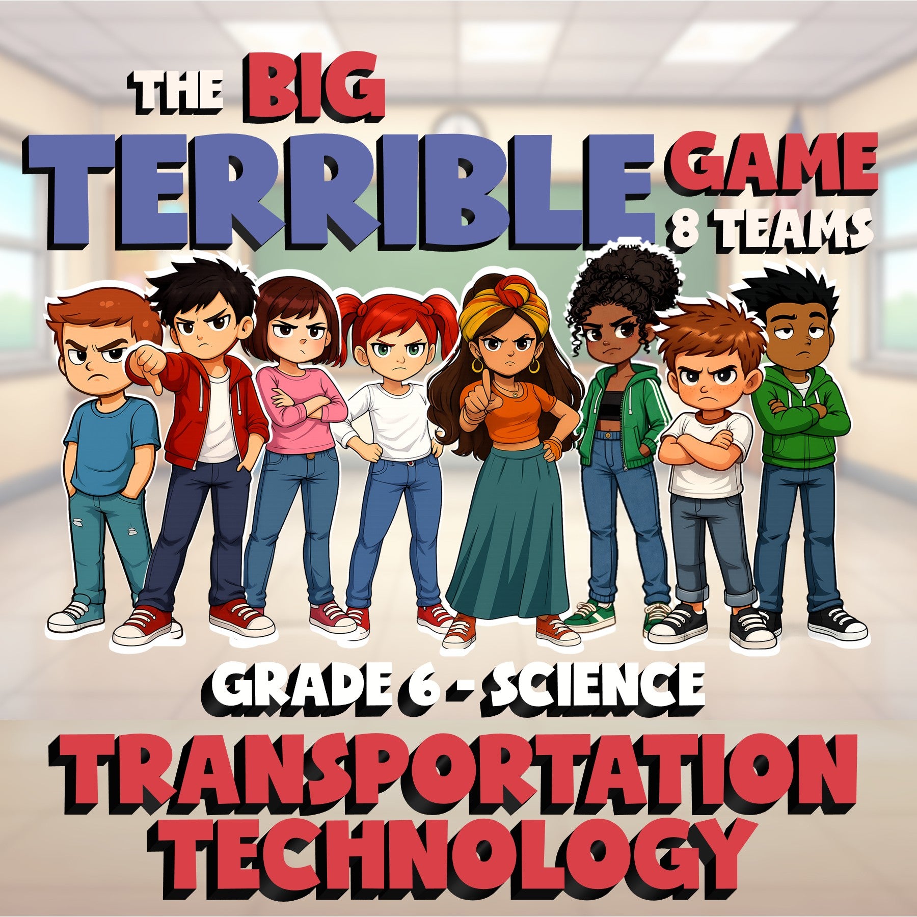 Transportation Technology BIG TERRIBLE GAME - No Prep Grade 6 Science Review