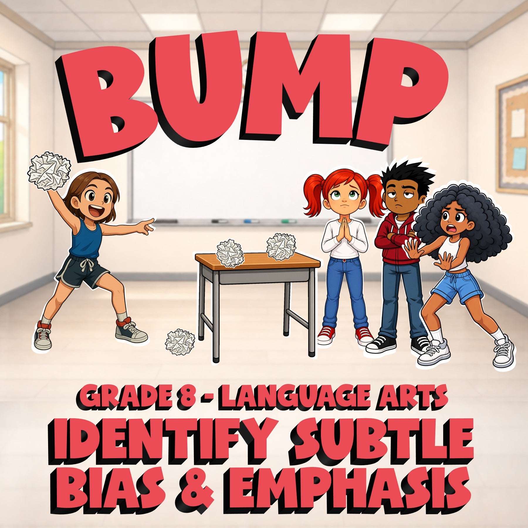 Identify Subtle Bias & Emphasis BUMP ELA Game - No Prep Grade 8 Review Activity