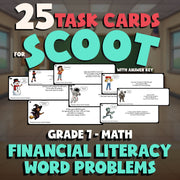 Financial Literacy Word Problems SCOOT TASK CARDS Math Game - No Prep Grade 7