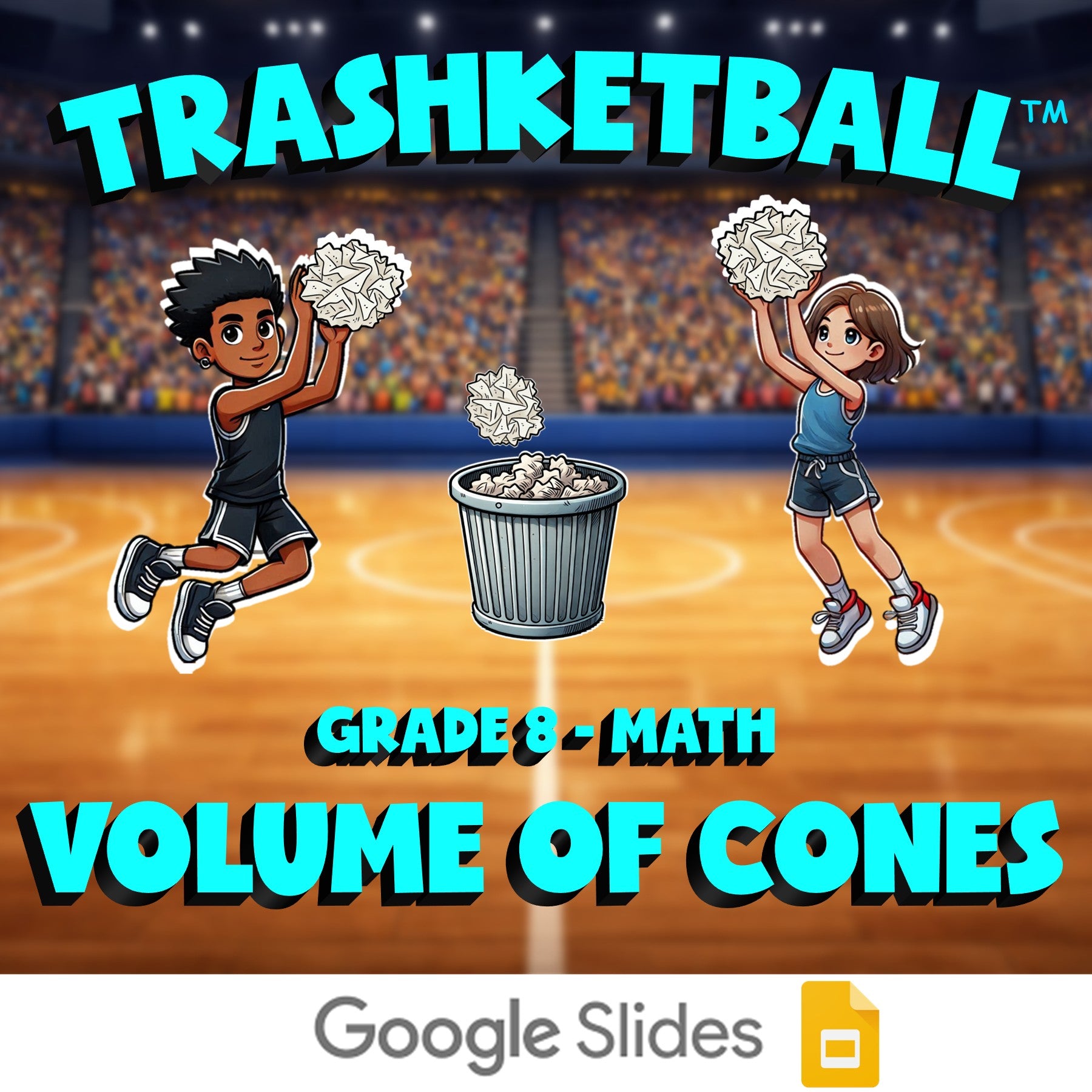 Volume of Cones TRASHKETBALL Math Game - No Prep Grade 8 Review Activity