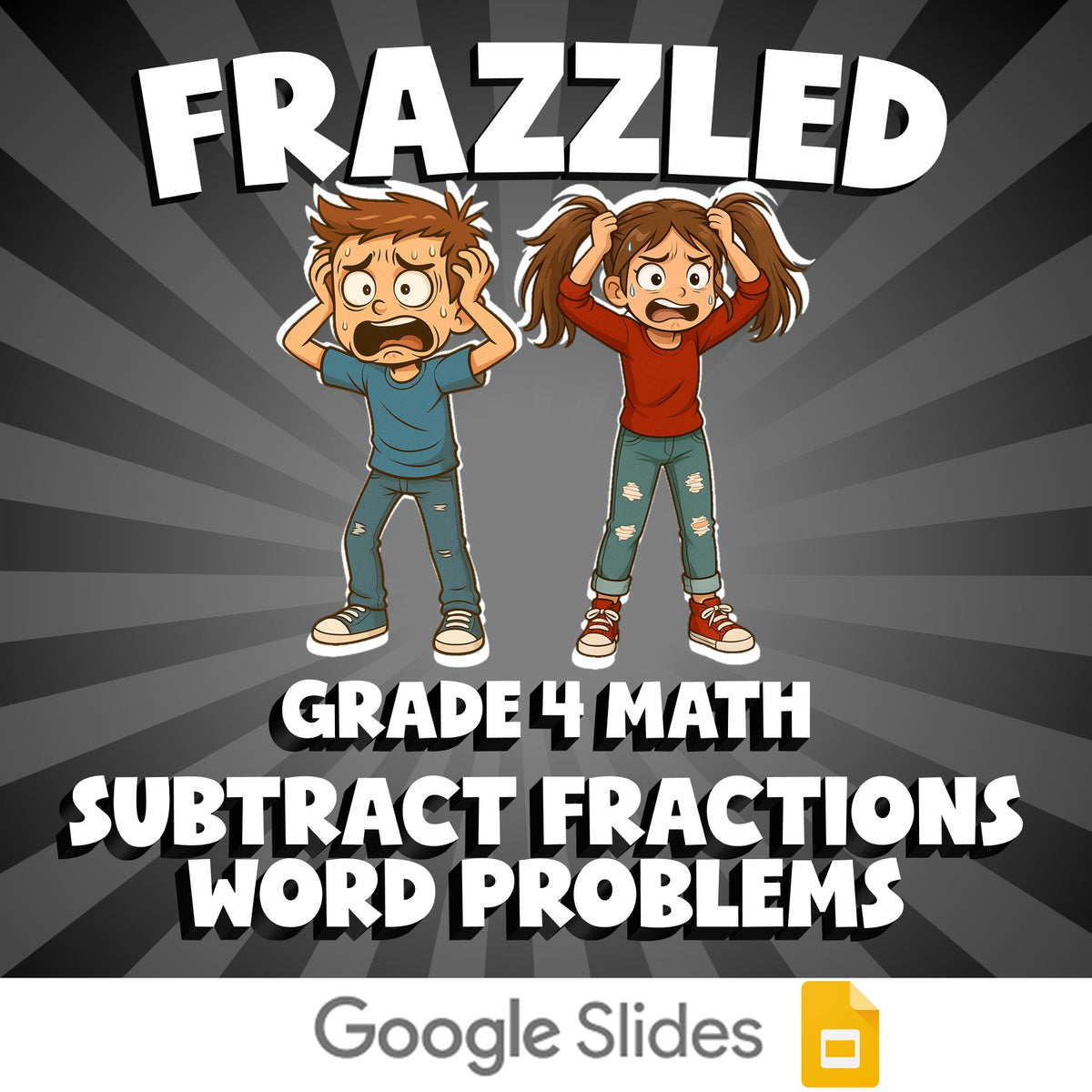 Subtract Fractions Word Problems FRAZZLED Math Game - No Prep Grade 4 Review