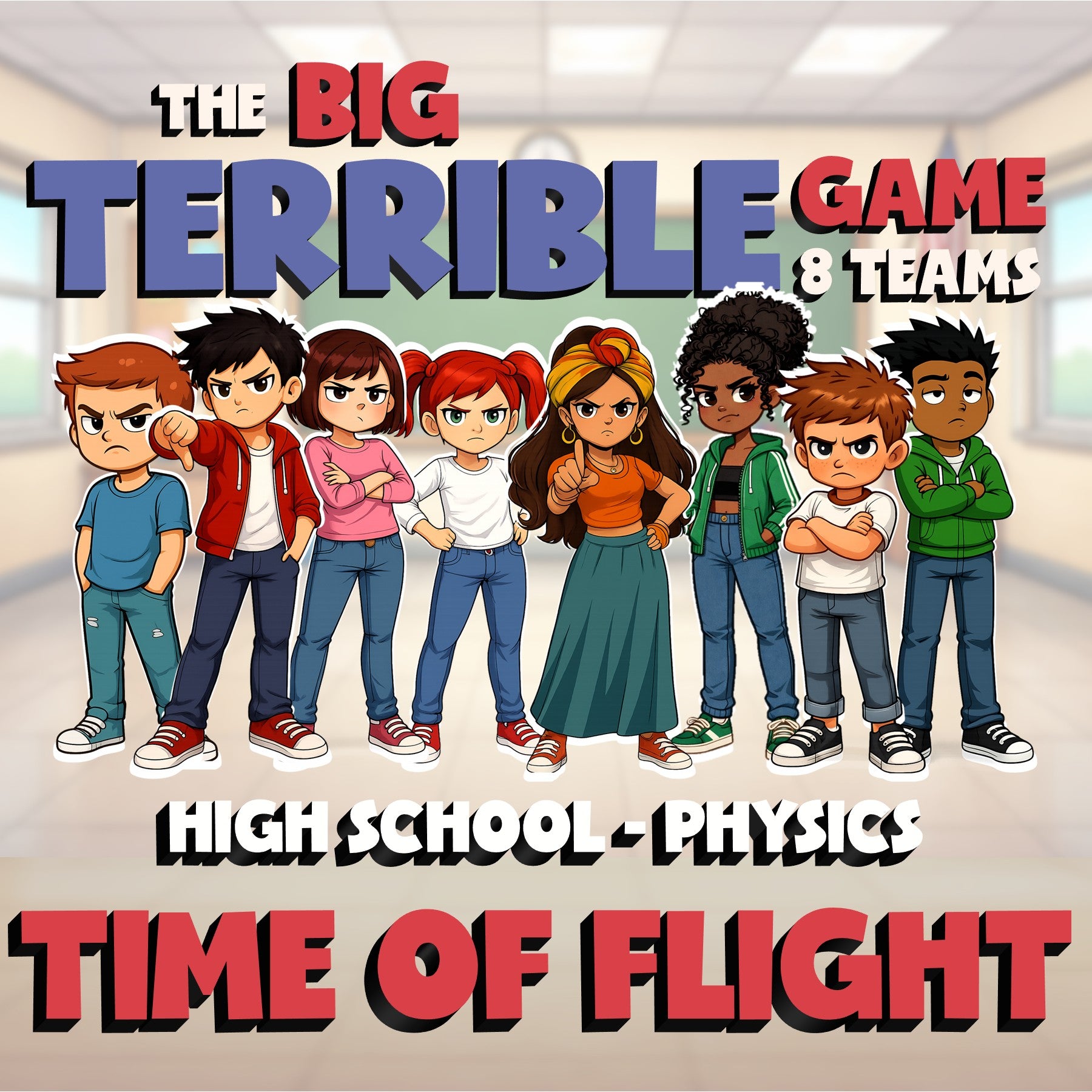 Time of Flight BIG TERRIBLE GAME - No Prep Physics Science Review Activity