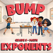 Exponents BUMP Math Game - No Prep Grade 8 Review Activity