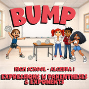 Expressions w Parentheses & Exponents BUMP Math Game - No Prep Algebra 1 Review