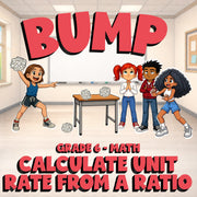 Calculate Unit Rate from a Ratio BUMP Math Game - No Prep Grade 6 Review