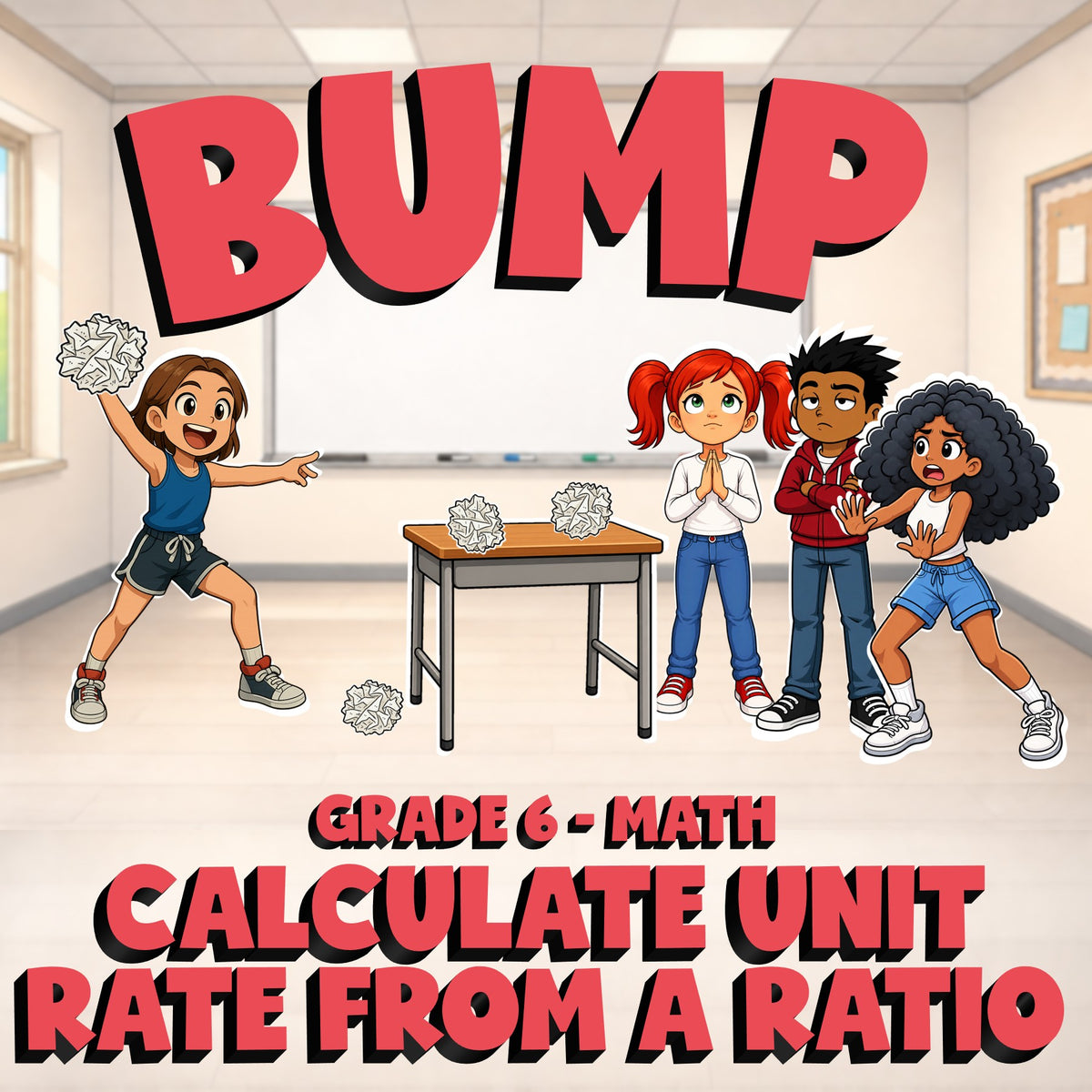 Calculate Unit Rate from a Ratio BUMP Math Game - No Prep Grade 6 Review