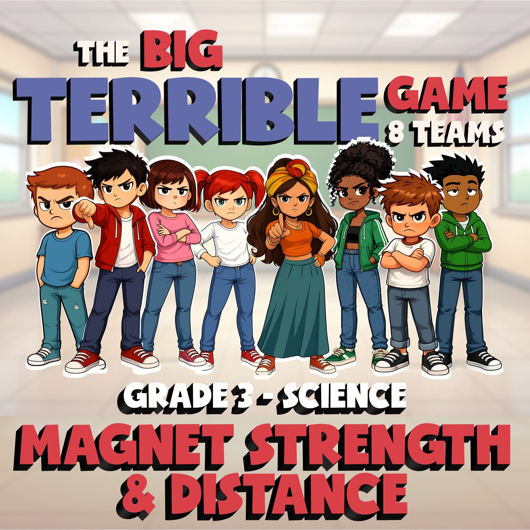 Magnet Strength & Distance BIG TERRIBLE GAME - No Prep Grade 3 Science Review
