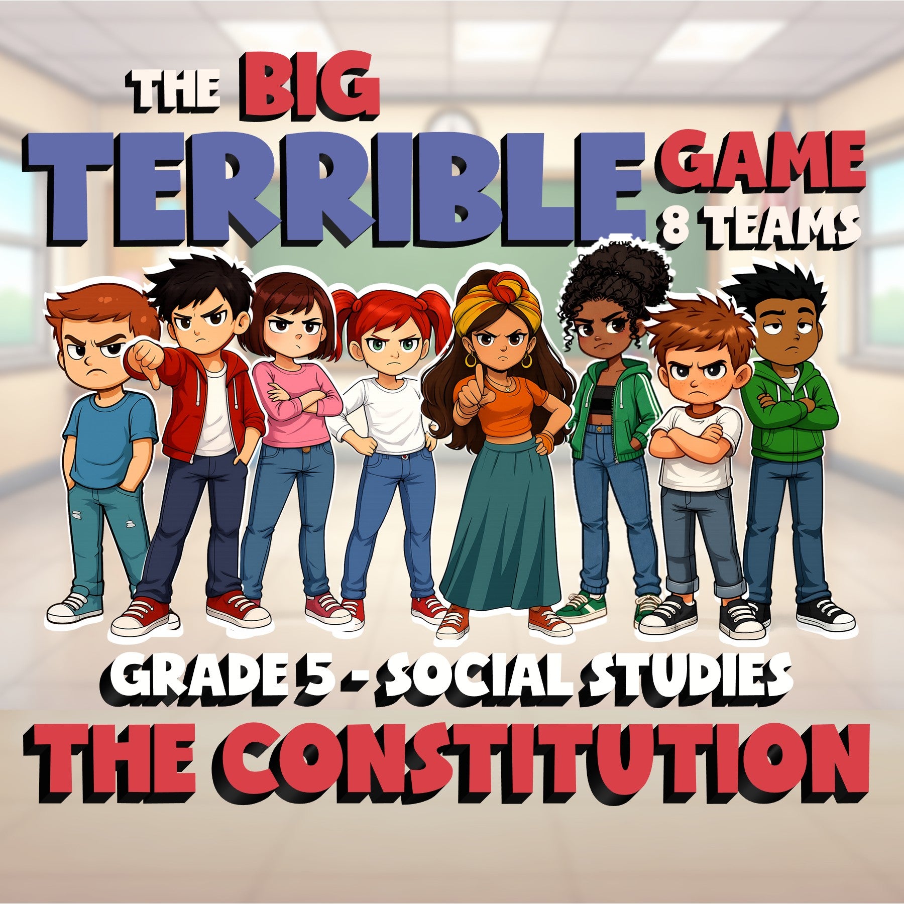 The Constitution BIG TERRIBLE GAME - No Prep Grade 5 Socials Review Activity