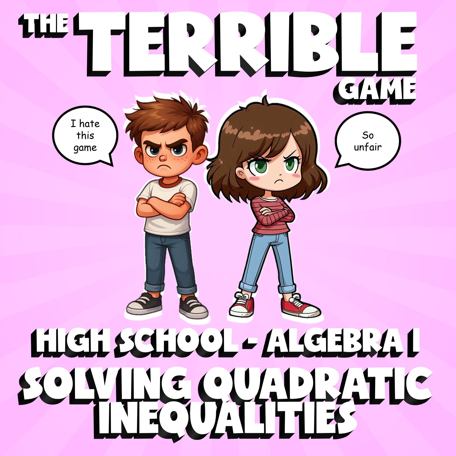 Solving Quadratic Inequalities THE TERRIBLE GAME - No Prep Algebra 1 Math Review