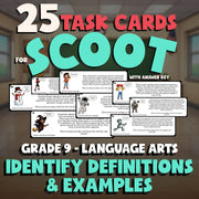 Identify Definitions & Examples SCOOT TASK CARDS ELA Game - No Prep Grade 9