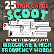Irregular & High Frequency Words SCOOT TASK CARDS ELA Game - No Prep Grade 3