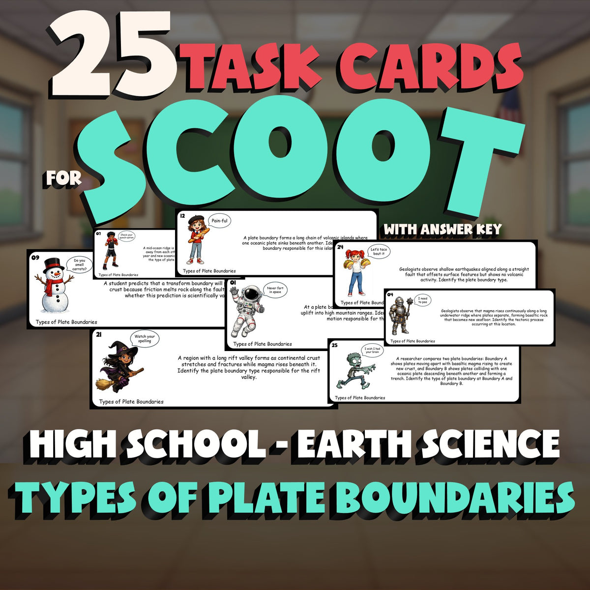 Types of Plate Boundaries SCOOT TASK CARDS Game - No Prep Earth Science Review