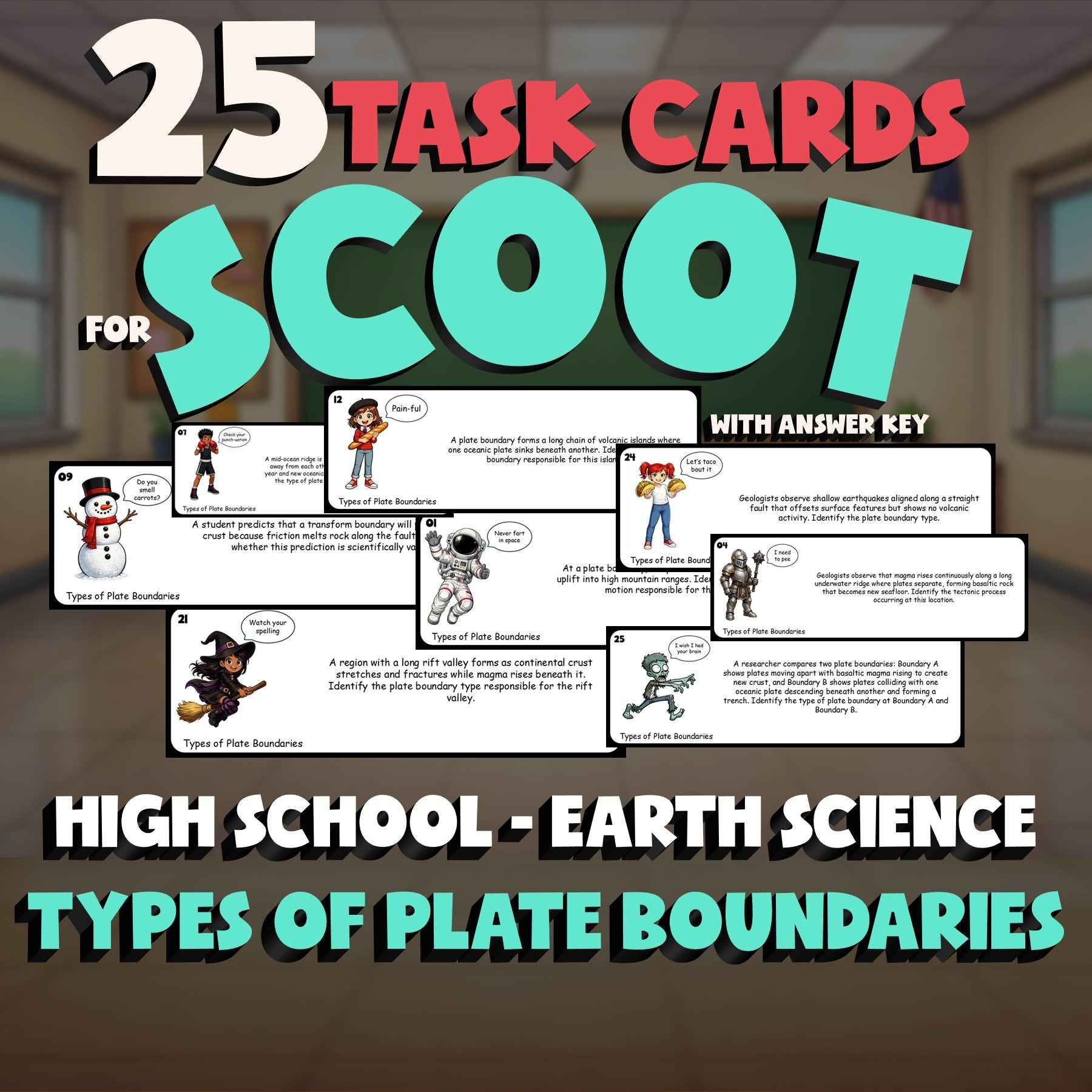 Types of Plate Boundaries SCOOT TASK CARDS Game - No Prep Earth Science Review