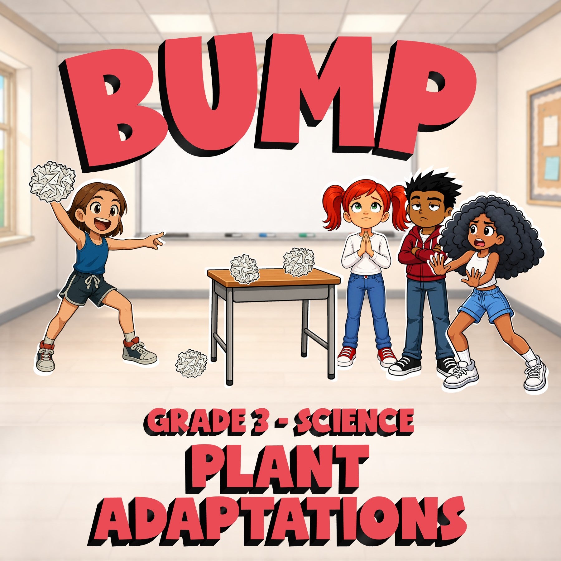 Plant Adaptations BUMP Science Game - No Prep Grade 3 Review Activity