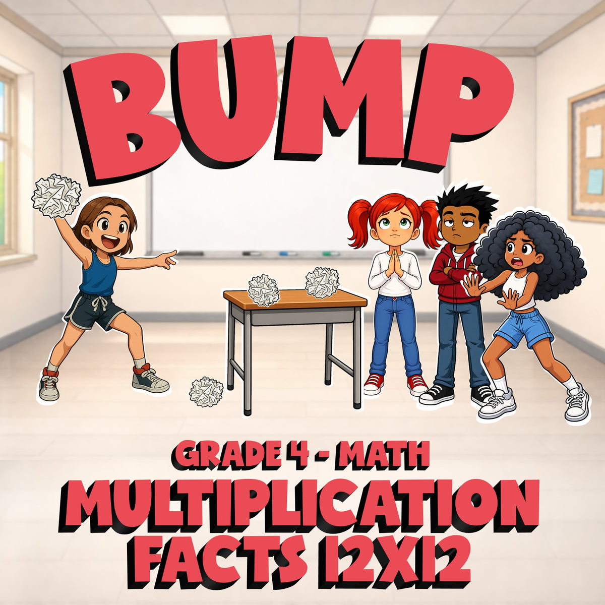 Multiplication Facts 12x12 BUMP Math Game - No Prep Grade 4 Review Activity