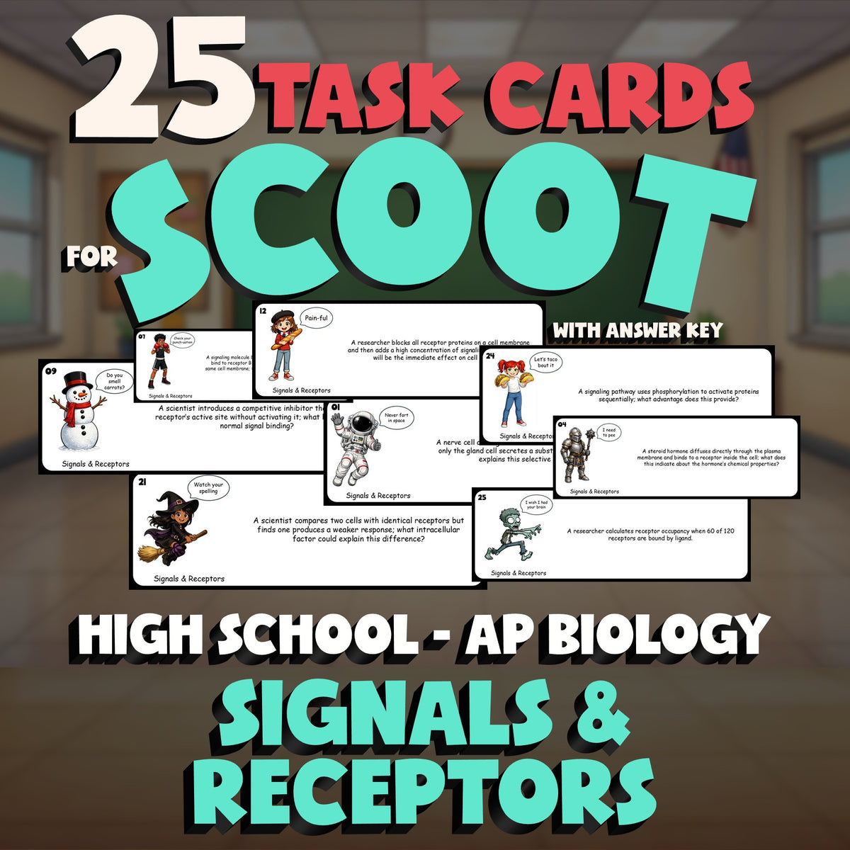 Signals & Receptors SCOOT TASK CARDS Science Game - No Prep AP Biology Review