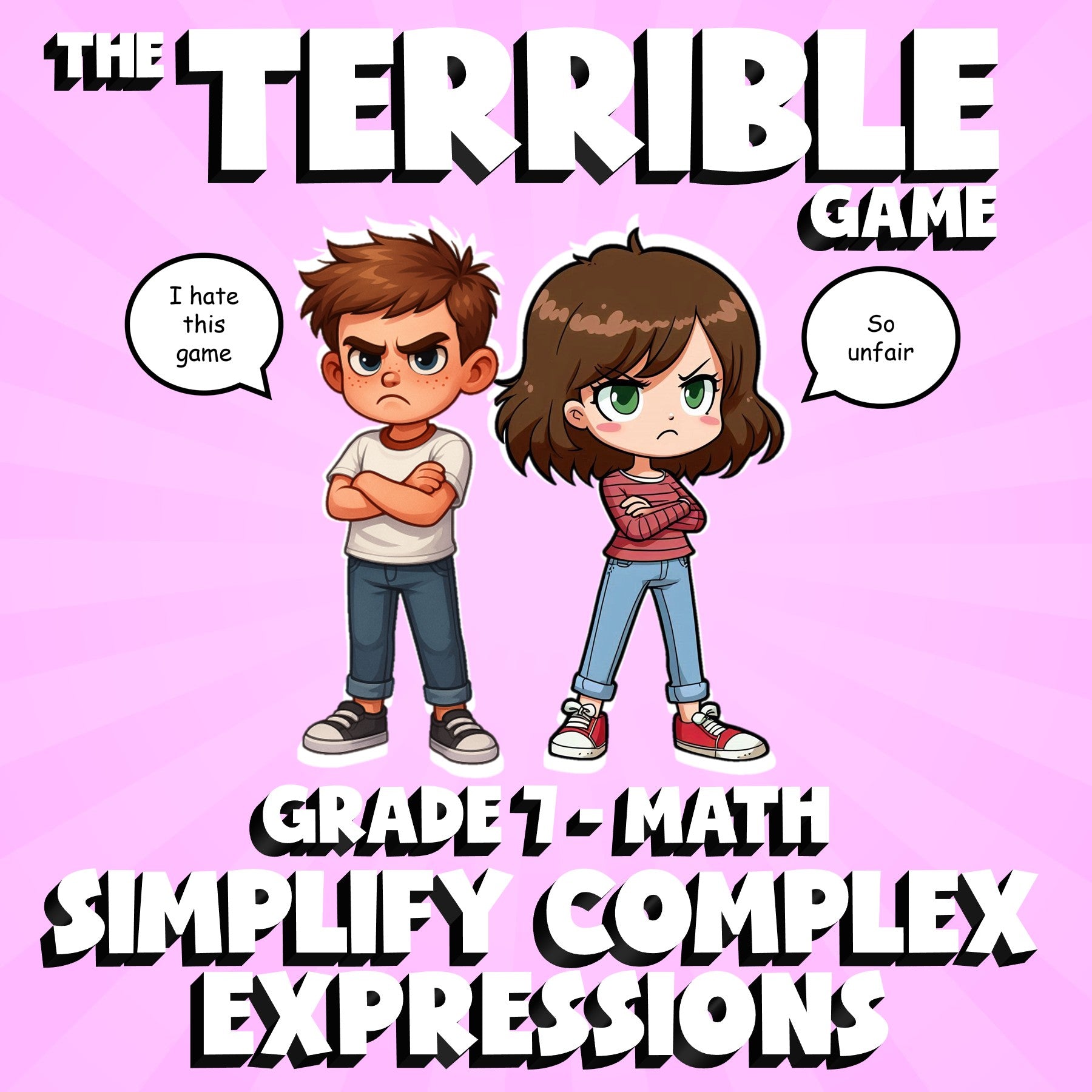 Simplify Complex Expressions THE TERRIBLE GAME - No Prep Grade 7 Math Review