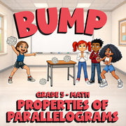 Properties of Parallelograms BUMP Math Game - No Prep Grade 5 Review Activity