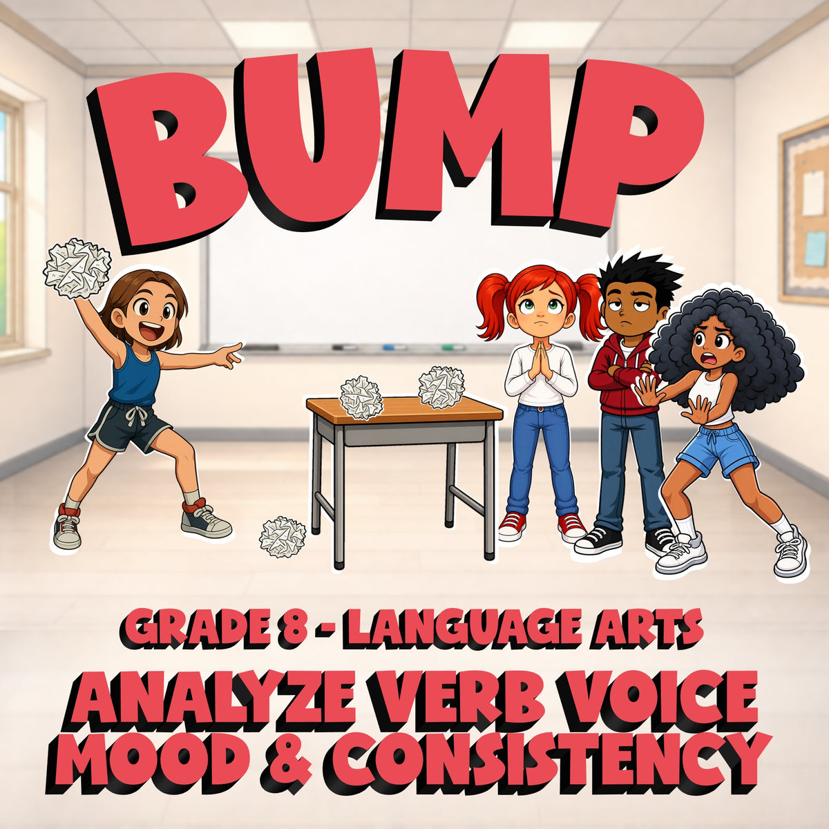 Analyze Verb Voice Mood & Consistency BUMP ELA Game - No Prep Grade 8 Review