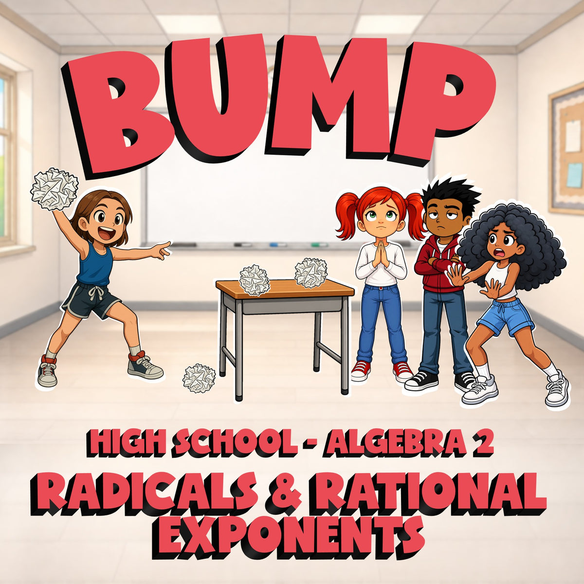 Radicals & Rational Exponents BUMP Math Game - No Prep Algebra 2 Review Activity