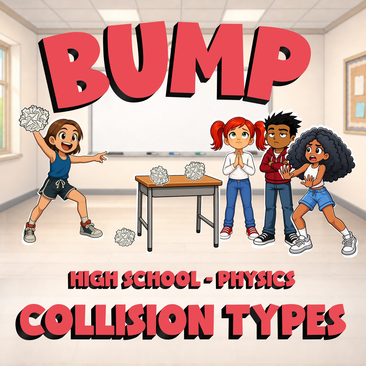 Collision Types BUMP Science Game - No Prep Physics Review Activity