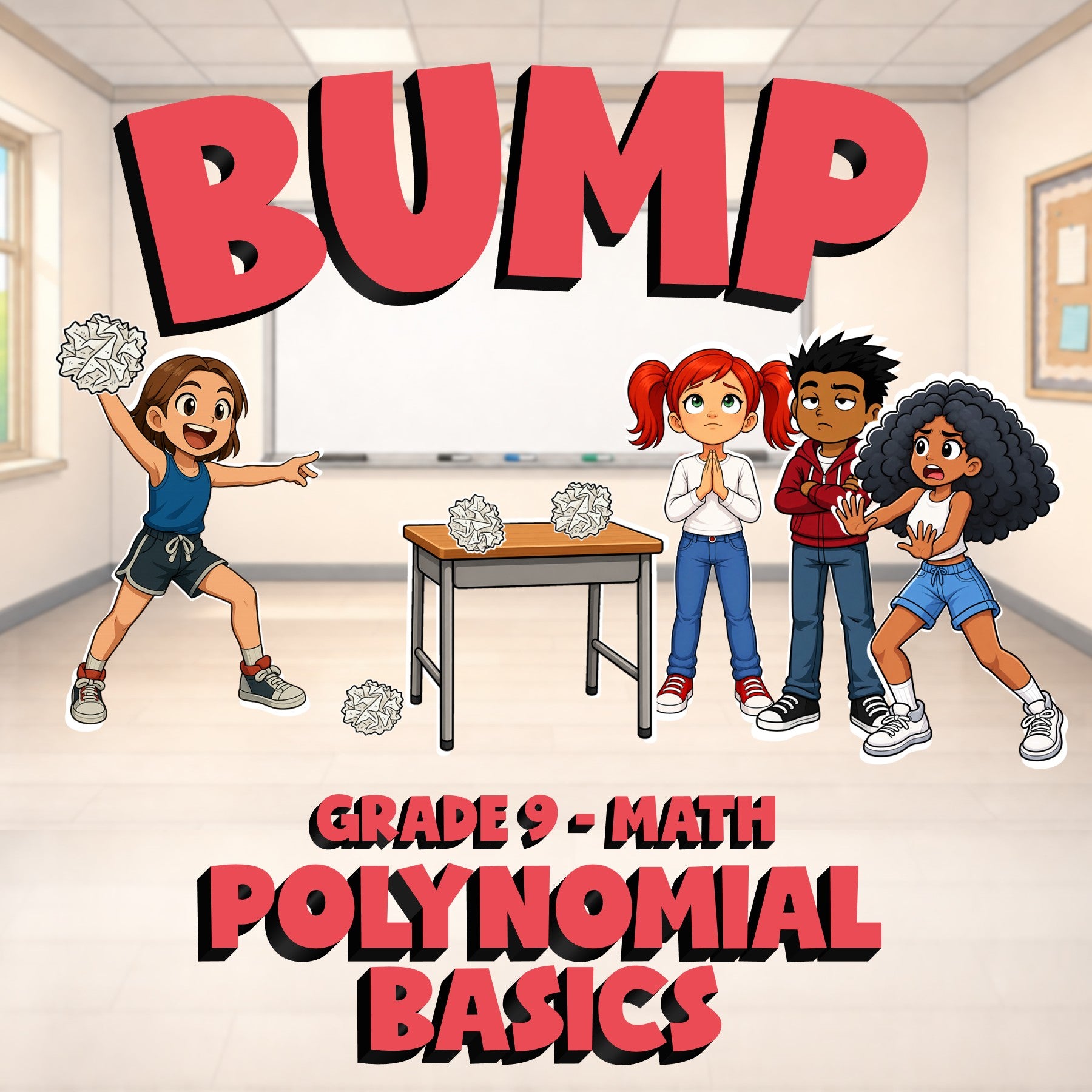 Polynomial Basics BUMP Math Game - No Prep Grade 9 Review Activity