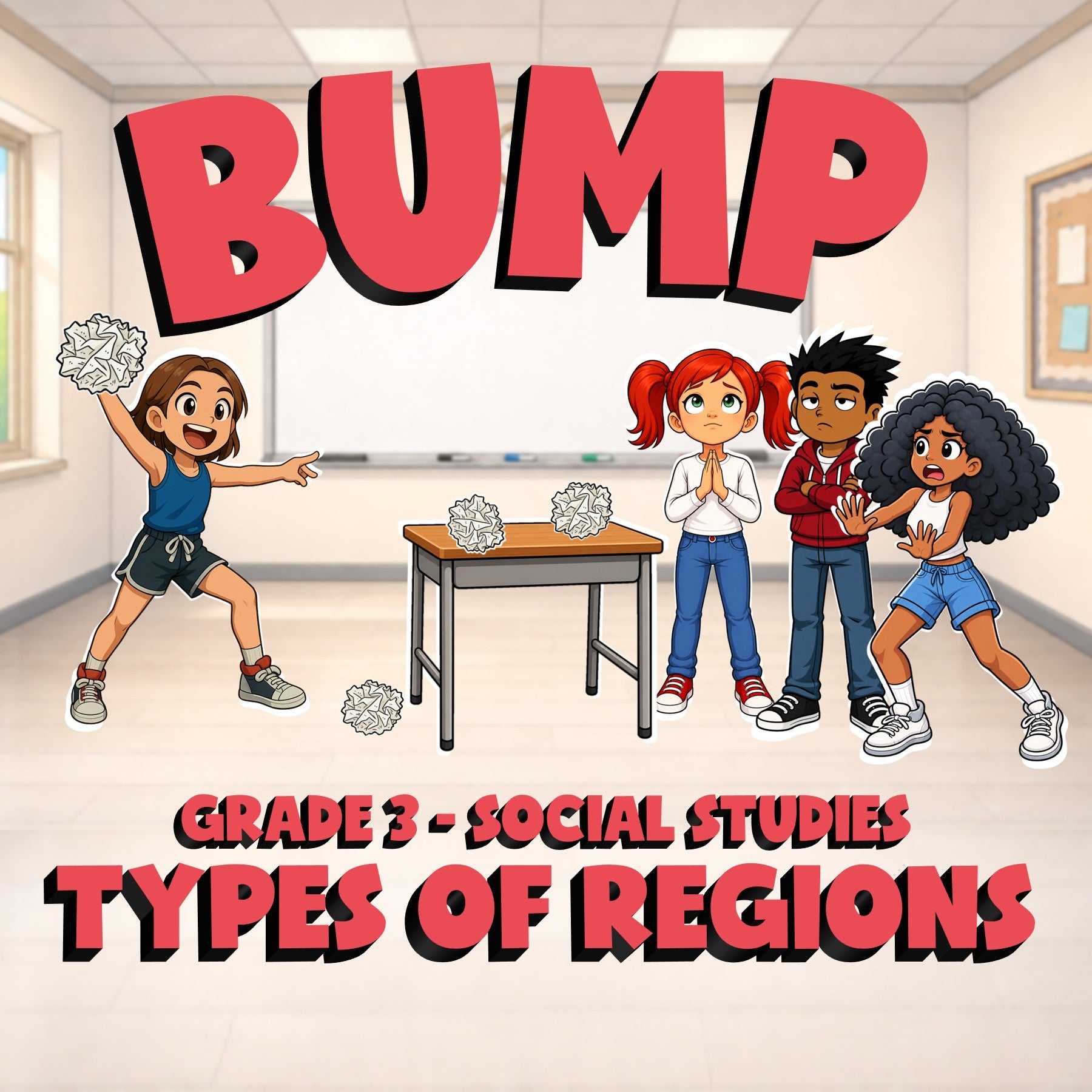 Types of Regions BUMP Socials Game - No Prep Grade 3 Review Activity